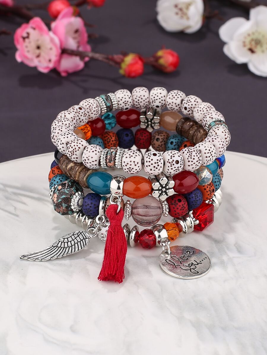 4 cái Tua Trang trí Cườm Vòng tay - Nhiều màu - Xem 1