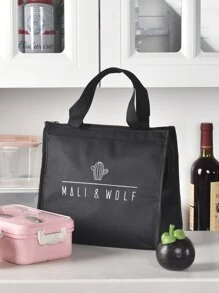 字母圖案便當袋 - 黑色 - 查看 1