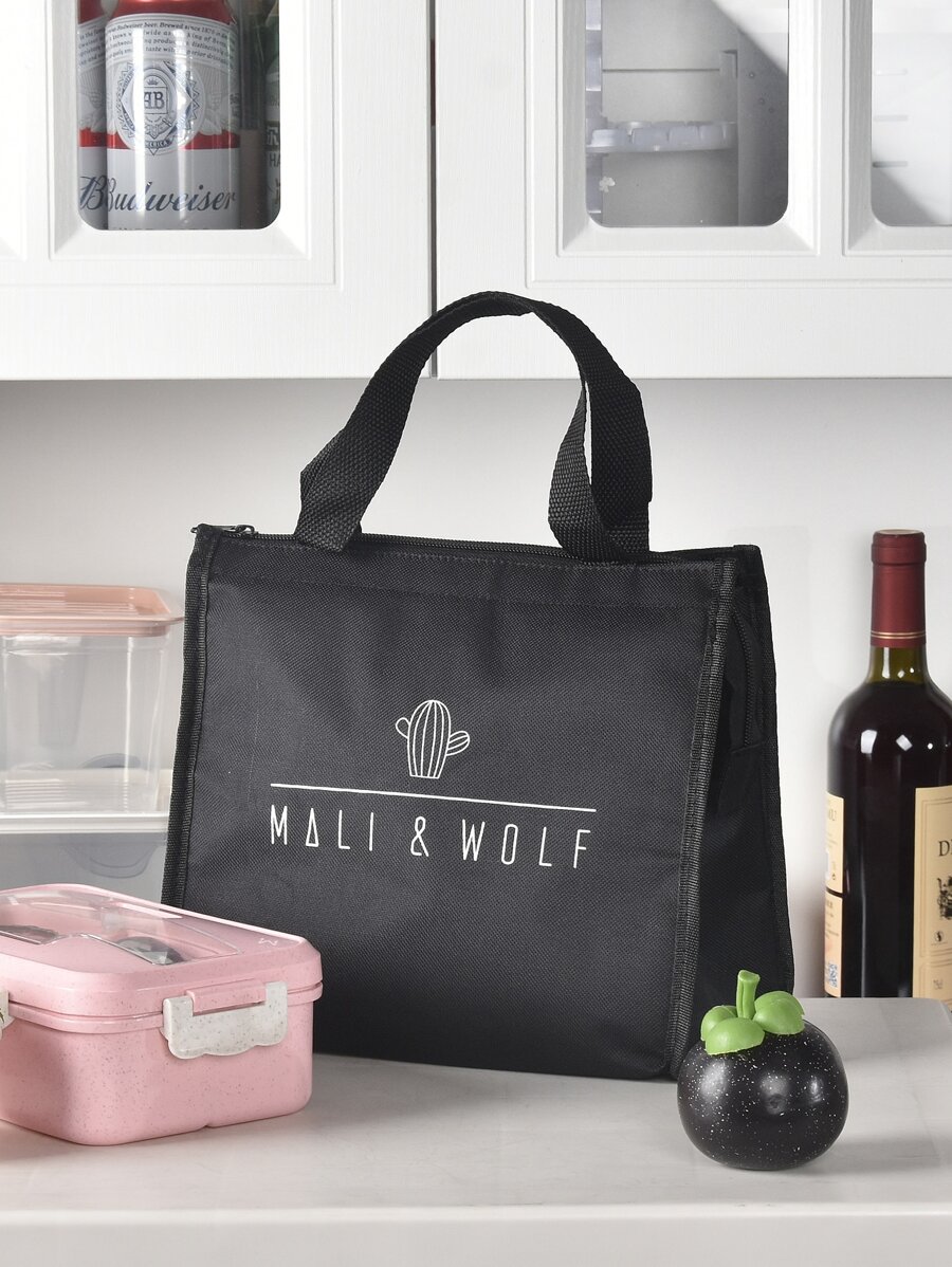 字母圖案便當袋 - 黑色 - 查看 1