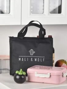 字母圖案便當袋 - 黑色 - 查看 4