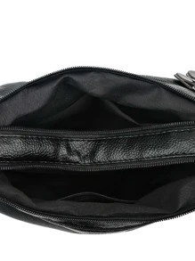 PU 多口袋斜挎包纯色多层复古挎包