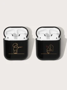 Vỏ đồ họa hình cặp đôi hoạt hình 2 chiếc Tương thích với AirPods, Không bao gồm Airpods - Nhiều màu - Xem 1