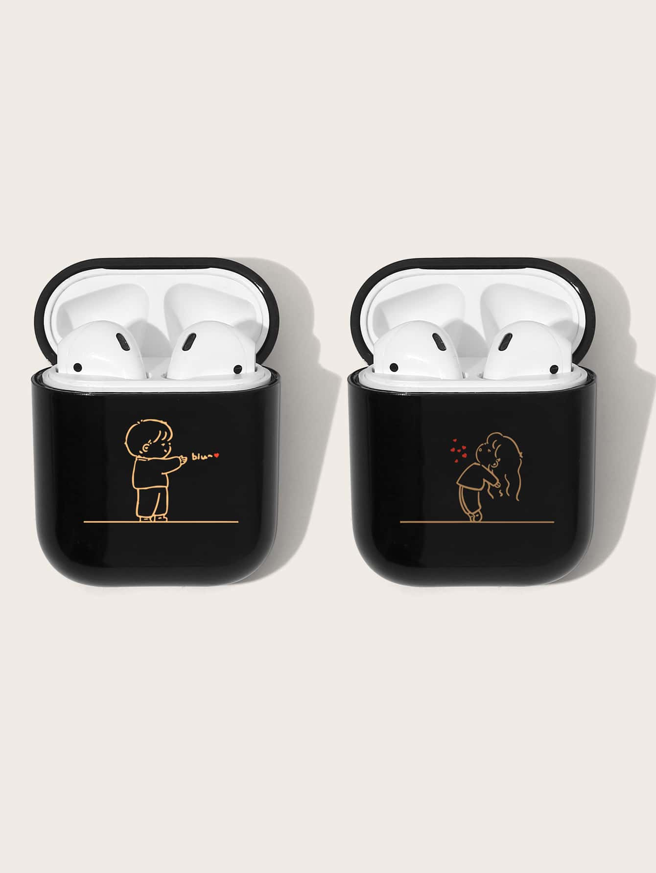 Vỏ đồ họa hình cặp đôi hoạt hình 2 chiếc Tương thích với AirPods, Không bao gồm Airpods - Nhiều màu - Xem 1
