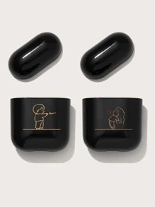 Vỏ đồ họa hình cặp đôi hoạt hình 2 chiếc Tương thích với AirPods, Không bao gồm Airpods - Nhiều màu - Xem 3