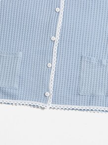 Contrast Binding Pocket Front Sweater Vest - Baby Blue - View 4