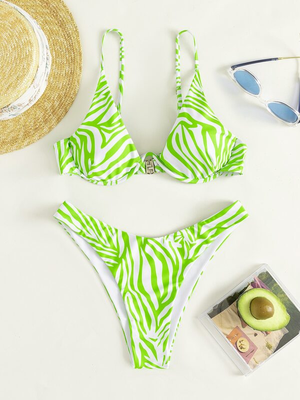 striped underwire bikini