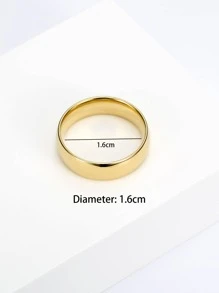 MONALLY Nhẫn mạ vàng 18K thiết kế thời trang tối giản bề mặt nhẵn cho phụ nữ tốt nghiệp vũ hội phụ kiện thép không gỉ trang sức mùa hè quà tặng kỷ niệm - Vàng - Xem 3