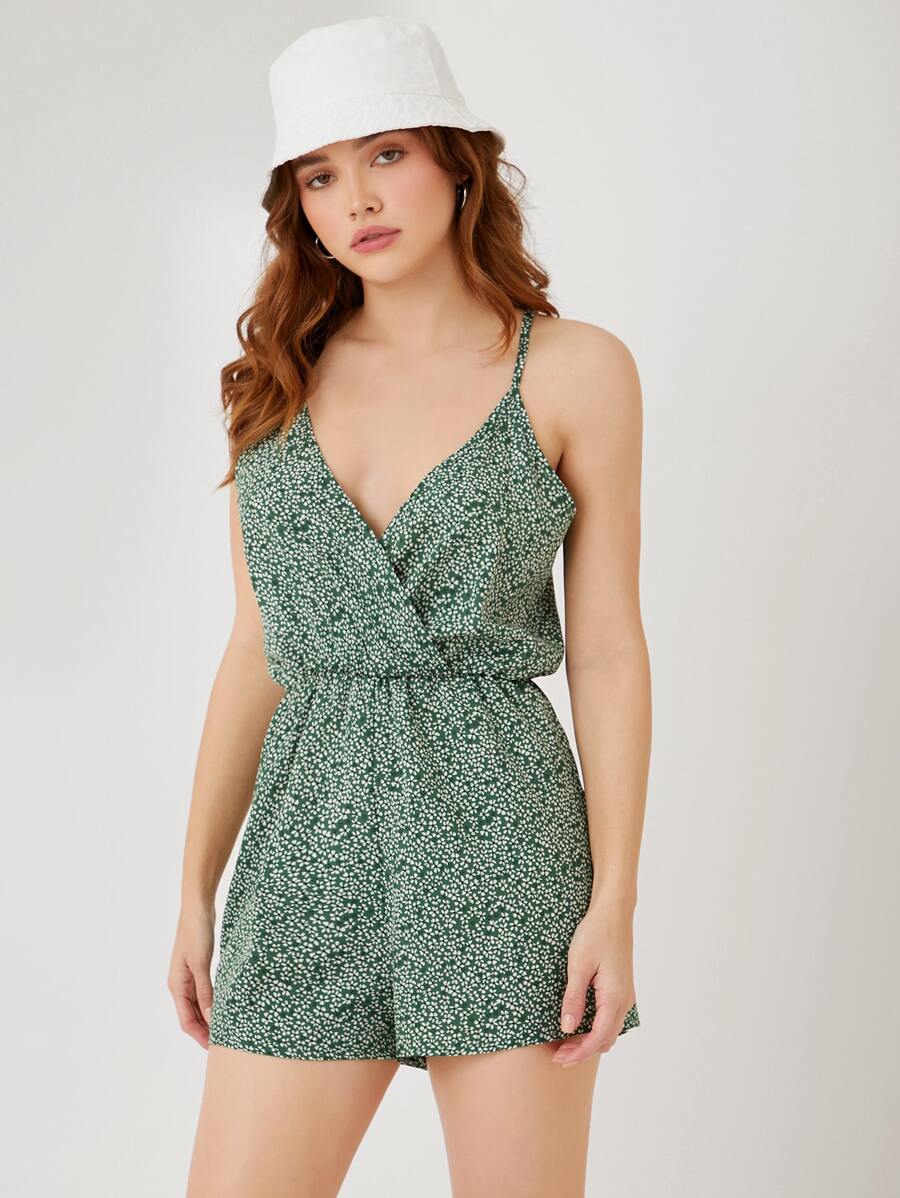 Soleia Ditsy Floral Cami Romper - Multicolor - View 1