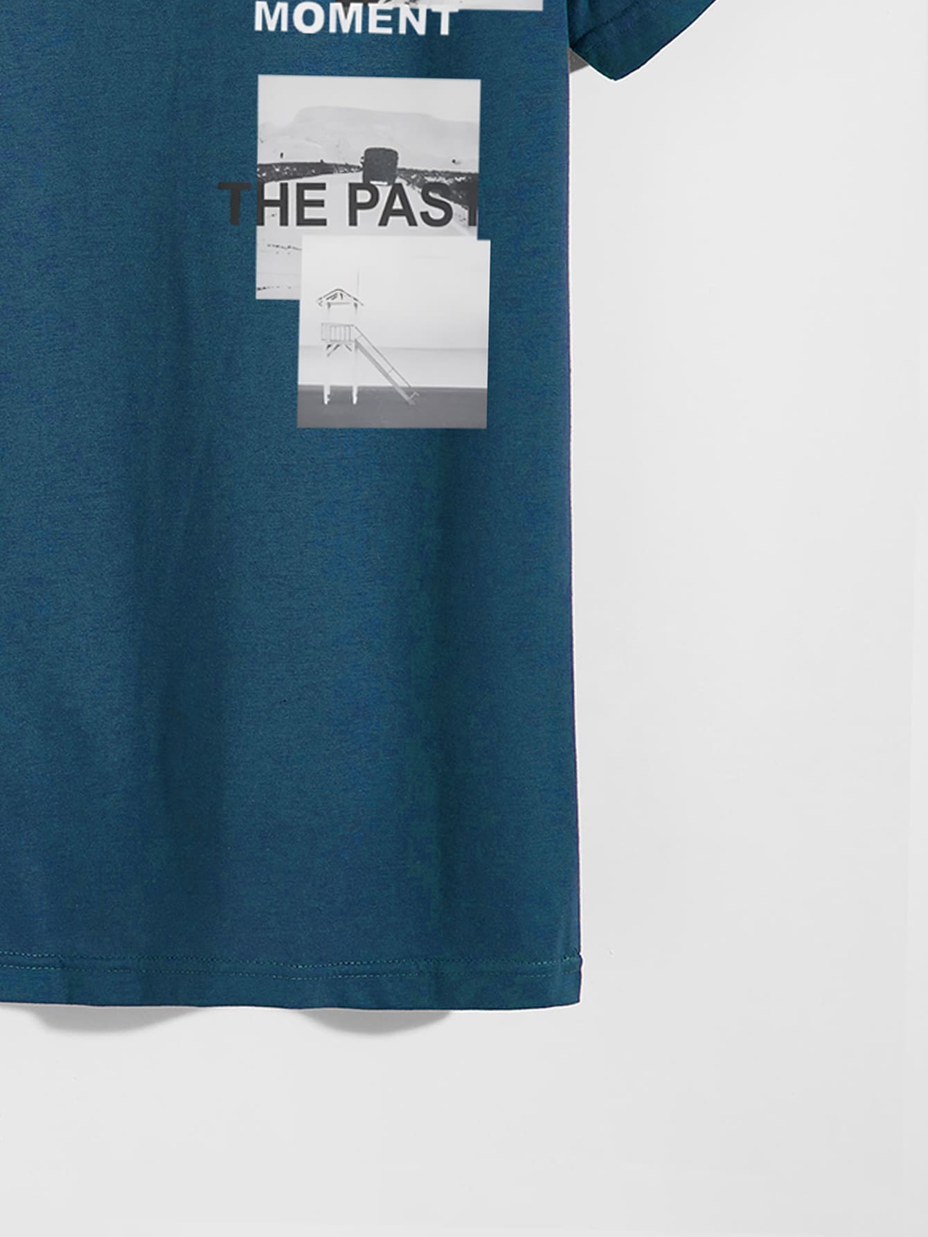 Miniatura 4 de Hombres Camiseta con estampado de letra Agua verde azul