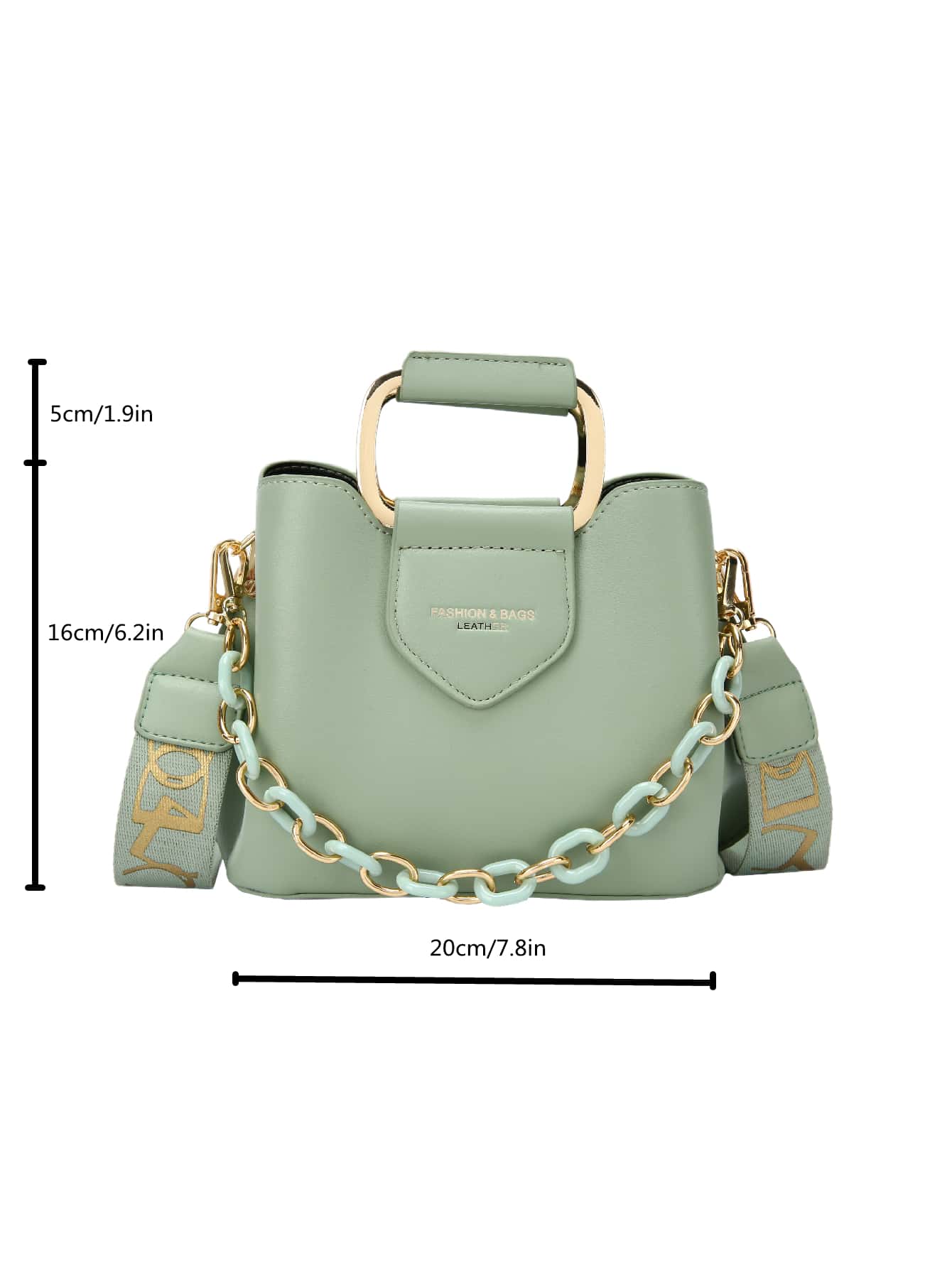 CONTAINEVERY Mini Letter Graphic Chain Decor Bucket Bag, Business Casual Women Bag, Perfect For Office, Business And Work