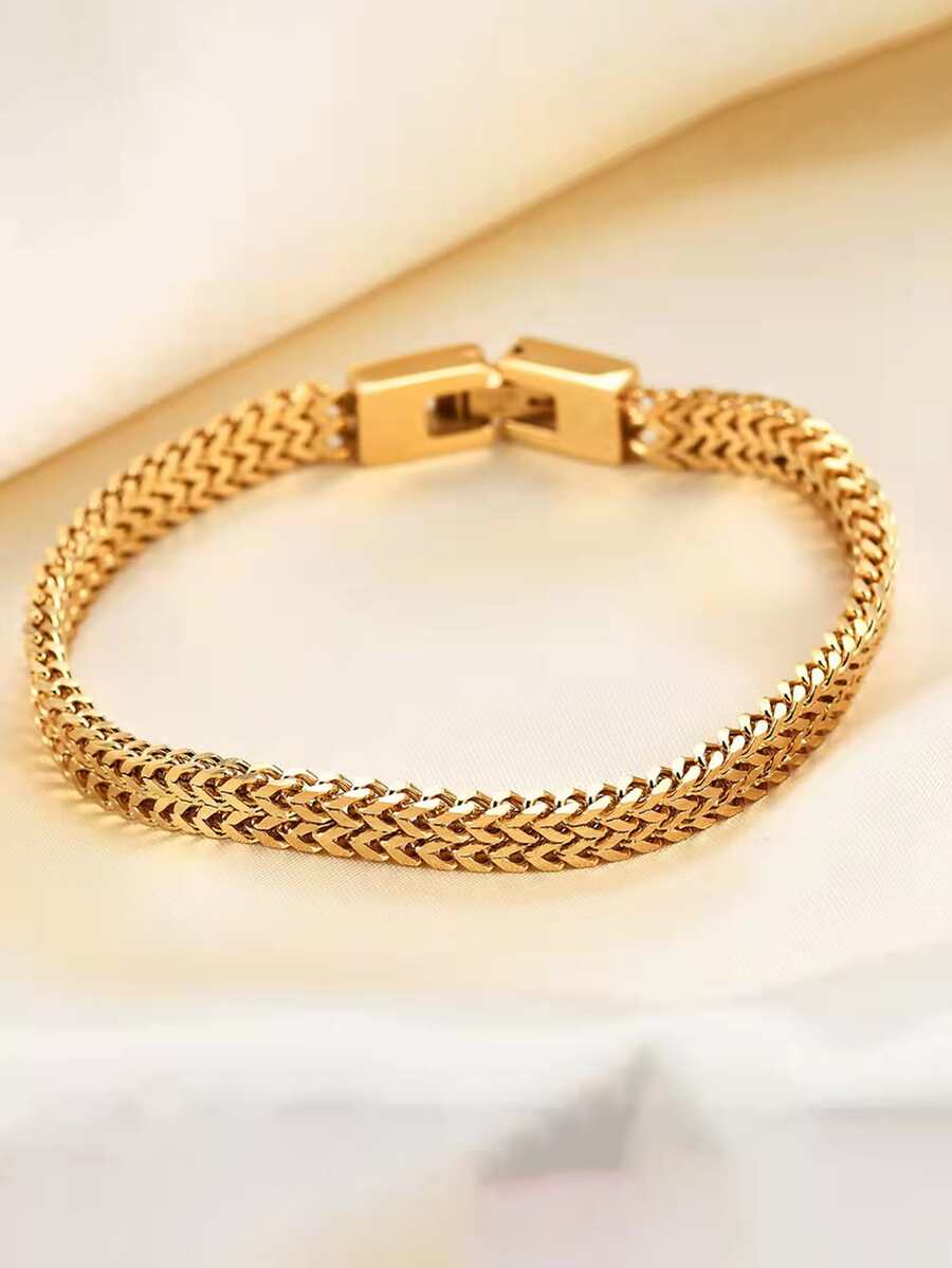 Hombres Pulsera de acero inoxidable - Amarillo Oro - Ver 1