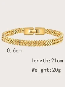 Hombres Pulsera de acero inoxidable - Amarillo Oro - Ver 4