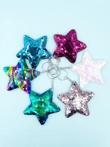 6入組亮片星形墜飾鑰匙圈 - 彩色 - 查看 1