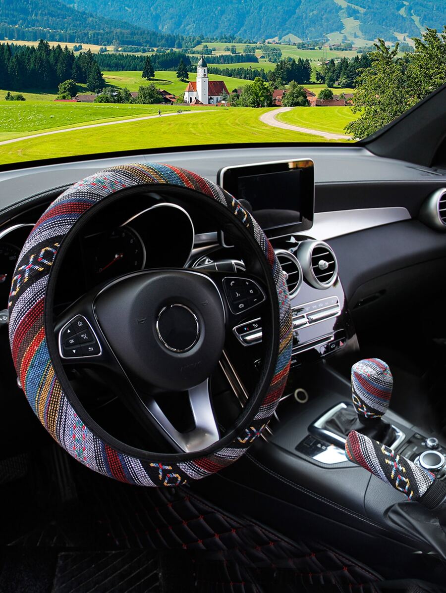 3 piezas con estampado volante & mano & engranaje Funda Conjunto - Multicolor - Ver 1