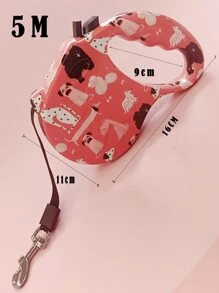 動物印花可伸縮寵物牽引繩 - 西瓜粉 - 查看 4