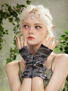 ROMWE Fairycore Găng tay - Xám - Xem 1