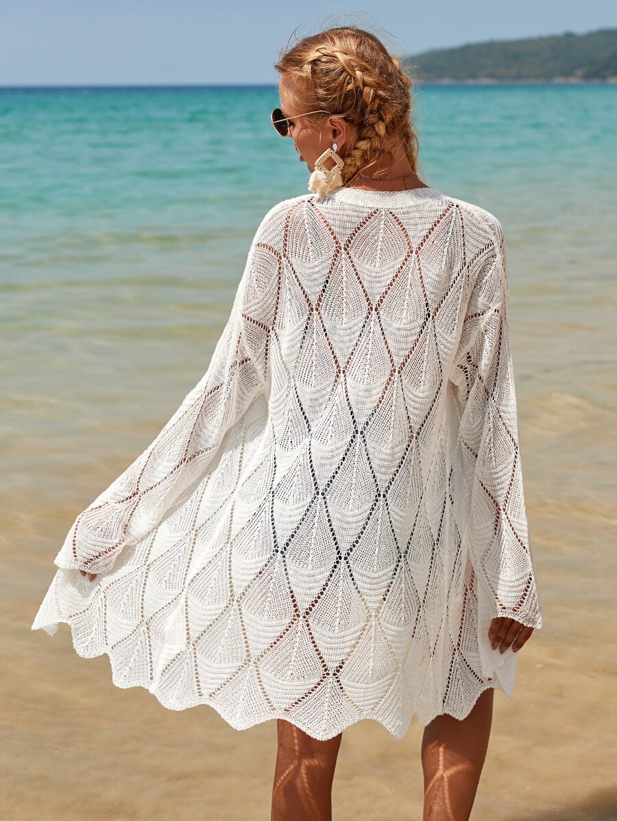 Nữ Cardigans màu trơn Giải trí - trắng - Xem 1