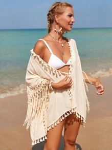 Kimono con fleco de croché - Albaricoque - Ver 6