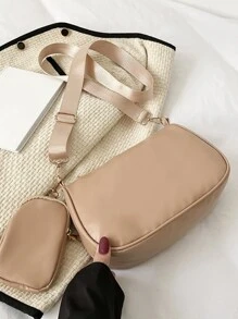Túi Crossbody Nữ màu trơn Có thể điều chỉnh được Đúng mốt - Màu Khaki - Xem 1