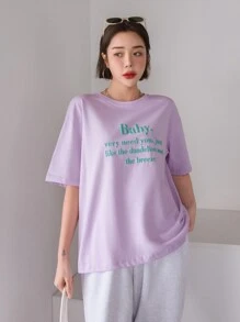 DAZY Áo thun nữ Slogan Giải trí - Màu Lilac Tím - Xem 3