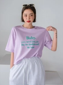 DAZY Áo thun nữ Slogan Giải trí - Màu Lilac Tím - Xem 7