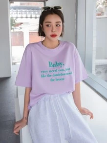 DAZY Áo thun nữ Slogan Giải trí - Màu Lilac Tím - Xem 8