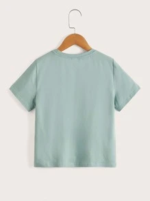 SHEIN 青少女熊貓印花T恤 - 薄荷綠 - 查看 2