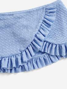 Young Girl Textured Frill Trim Bow Front Bikini Set Summer Beach