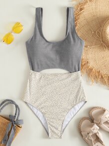 SHEIN Swim Phụ nữ một mảnh Cắt ra Khối Màu Thể thao - Nhiều màu - Xem 6