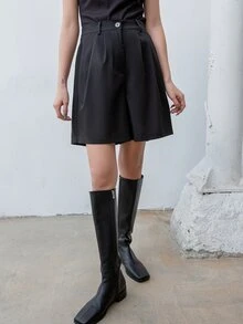 DAZY 素色斜口袋短褲 - 黑色 - 查看 5