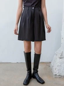 DAZY 素色斜口袋短褲 - 黑色 - 查看 6