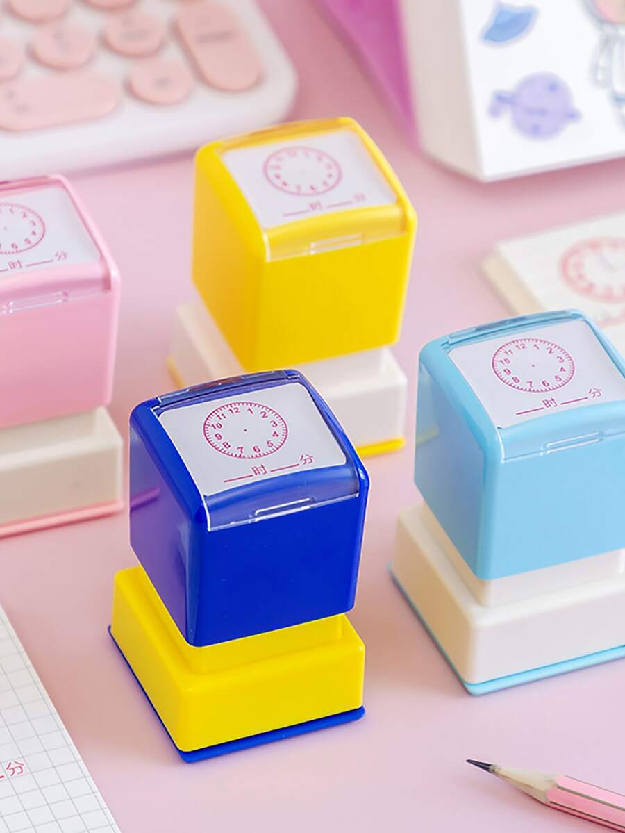 1 pieza Reloj con diseño de color al azar Sello - Multicolor - Ver 1