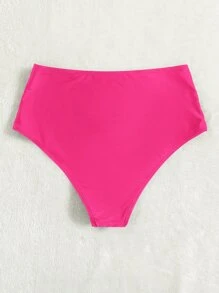 SHEIN Swim High Waisted Bikini Bottom Summer - Hot Pink - View 2