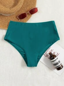 Bottom de bikini de cintura alta lisa para el verano - Agua verde azul - Ver 1