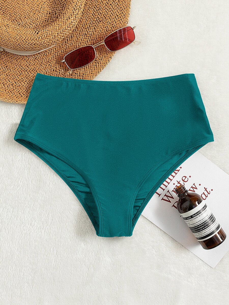Bottom de bikini de cintura alta lisa para el verano - Agua verde azul - Ver 1