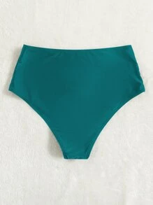 Bottom de bikini de cintura alta lisa para el verano - Agua verde azul - Ver 2