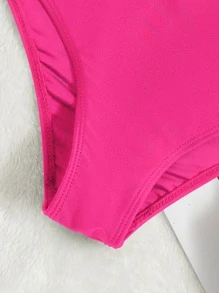 SHEIN Swim High Waisted Bikini Bottom Summer - Hot Pink - View 4