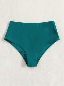 Bottom de bikini de cintura alta lisa para el verano - Agua verde azul - Ver 4