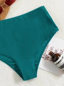 Bottom de bikini de cintura alta lisa para el verano - Agua verde azul - Ver 5