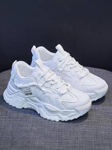 Giày Thể thao Nữ Lá thư Ren lên - trắng - Xem 2