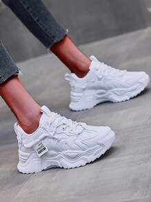 Giày Thể thao Nữ Lá thư Ren lên - trắng - Xem 1