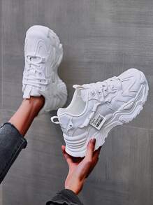 Giày Thể thao Nữ Lá thư Ren lên - trắng - Xem 4