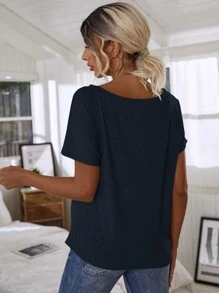 SHEIN LUNE Batwing Sleeve Solid Tee
