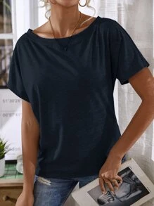 SHEIN LUNE Batwing Sleeve Solid Tee