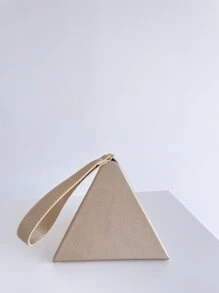 Metallic Pyramid Bag With Wristlet - Gold - View 3