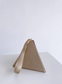 Metallic Pyramid Bag With Wristlet - Gold - View 4
