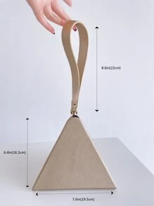 Metallic Pyramid Bag With Wristlet - Gold - View 6