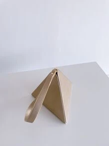 Metallic Pyramid Bag With Wristlet - Gold - View 7