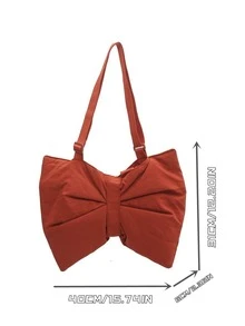 極簡風格蝴蝶結裝飾斜挎包 - 鏽棕色 - 查看 3