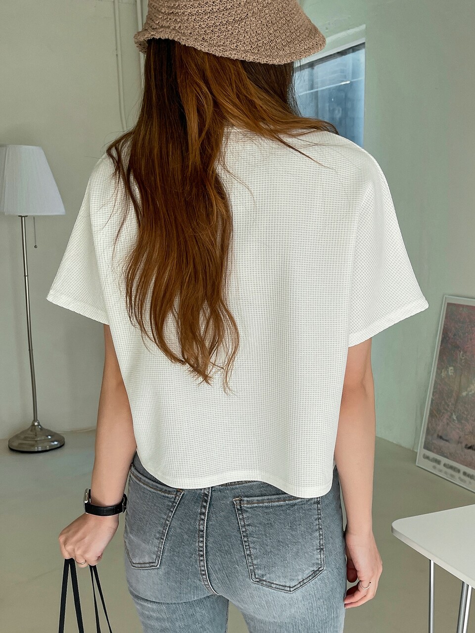 Solid Flap Pocket Waffle Knit Tee